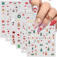 Christmas Nail Art Stickers Decals 6 Sheets Santa Christmas Nail Stickers-9
