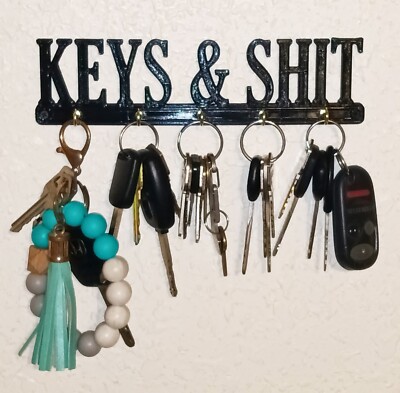 Keys And-Shit Funny Humorous Key Rack Hanger Holder Entryway