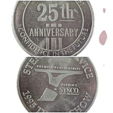 SYSCO Keychain USA Food Distributor Sterling Service 25th Anniversary Vtg 1995