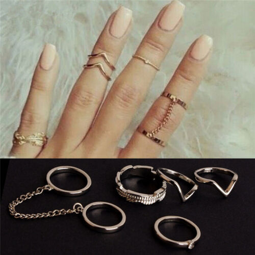 Unique Stacking Punk Rings Shiny Middle Finger Ring Set Charm Fashion Jewelry GT - Picture 1 of 13