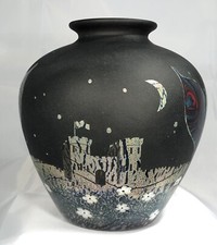 Okra Glass L/E 5/100 Midnight Watch Cameo Vase