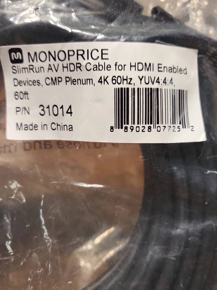 Monoprice AV HDR High Speed Cable - 60 feet - Black | for HDMI-Enabled Devices - Image 4 of 4