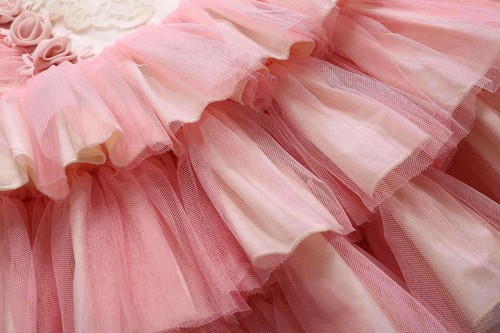 Pink Girl Layered Dress Ceremony Party Pageant Princess Flower Dresses Summer US - Picture 12 of 12