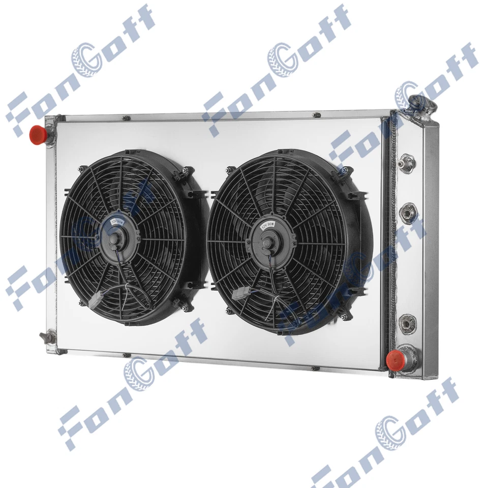 3 Row Radiator+Shroud Fan For 1989-1991 Chevy GMC V2500 V3500 R2500 R3500 7.4L - Image 2 of 4