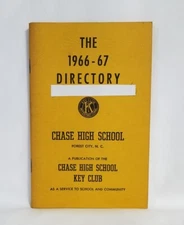 Vintage Chase High School Key Club Directory Forest City North Carolina 1966-67