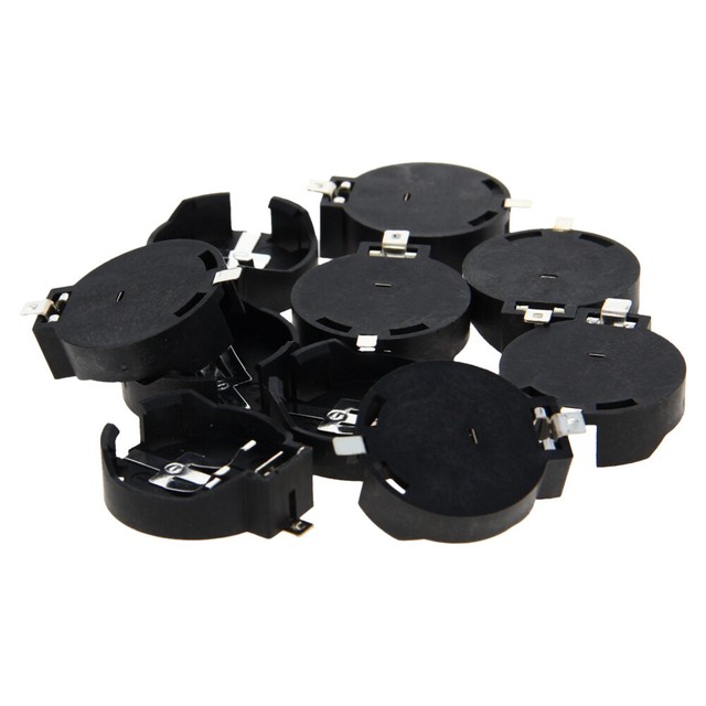 10Pcs Cell Button Battery Socket Holder CR2450 Battery Recharge 3V Plastic Black eBay