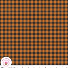 Riley Blake BAD TO THE BONE 11925BO Black Orange Check Quilt Fabric HALLOWEEN