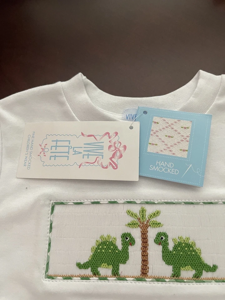 CAMISETA VIVA LA FETE NIÑOS TALLA 5 DINOSAURIO BATA NUEVA CON ETIQUETAS Foto 3 de 4