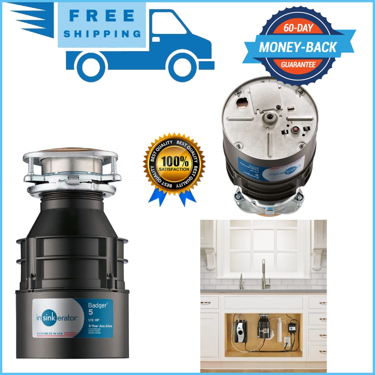 InSinkErator Badger 500, 1/2 HP Continuous Feed Kitchen, 50 OFF
