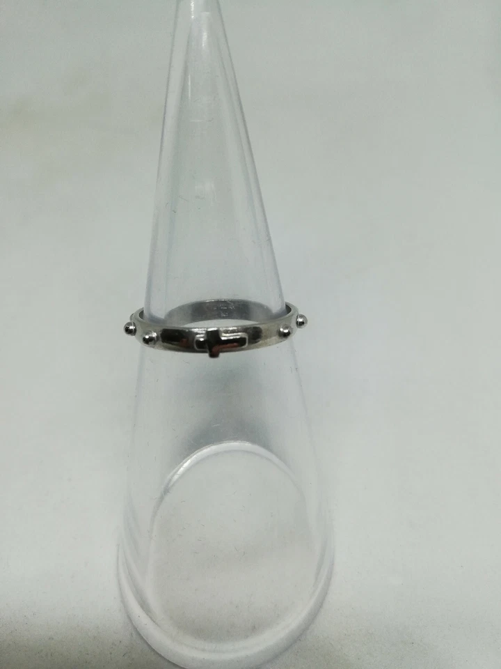 ANELLO ROSARIO CROCE DECINA ARGENTO RODIATO UNISEX MIS 10 A 29 EXPLOIT - Immagine 2 di 4