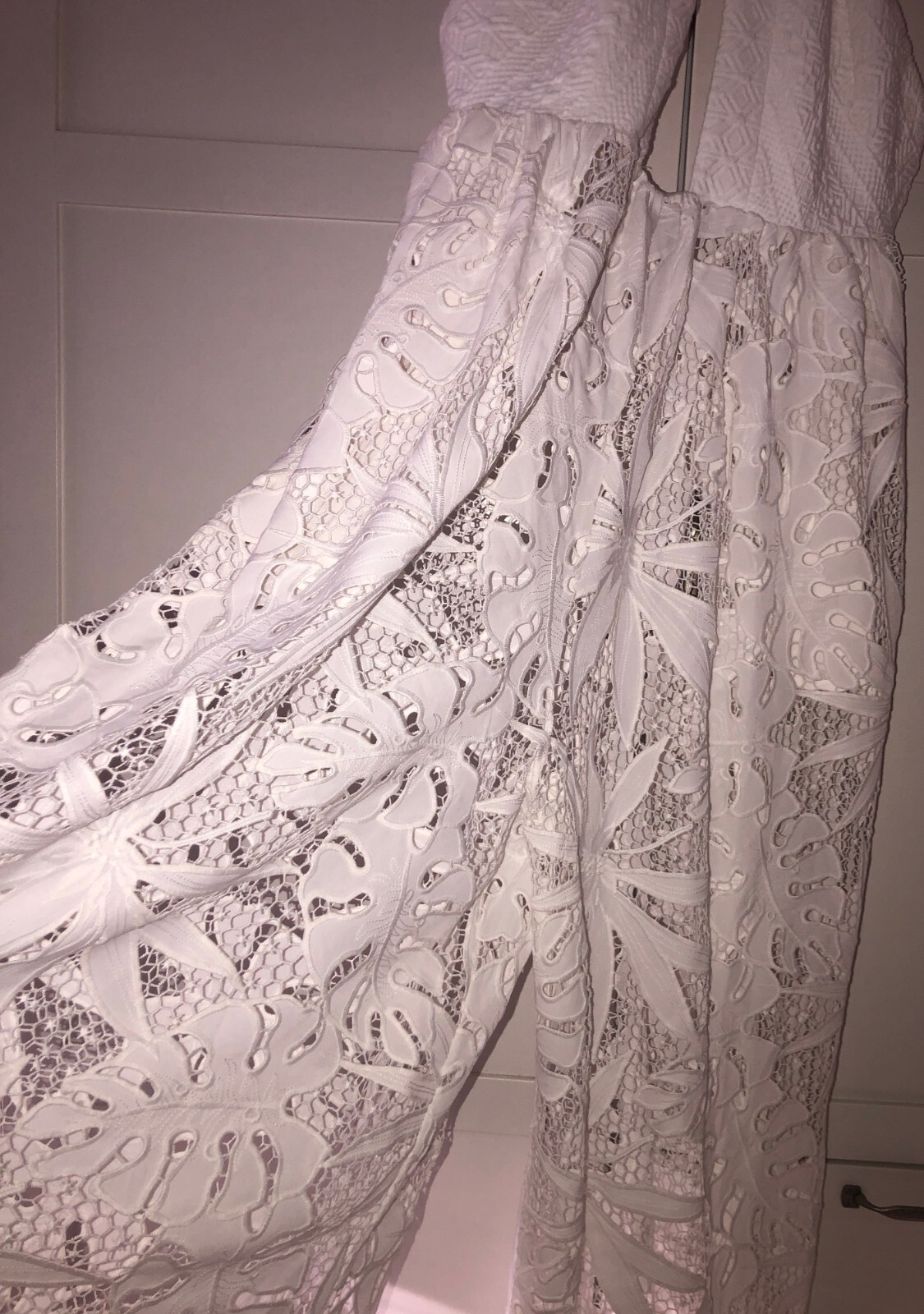 Free People Intimately La Vida  White Lace Sheer Jumpsuit Size Medium NWOT