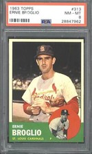 1963 Topps #313 Ernie Broglio - PSA 8