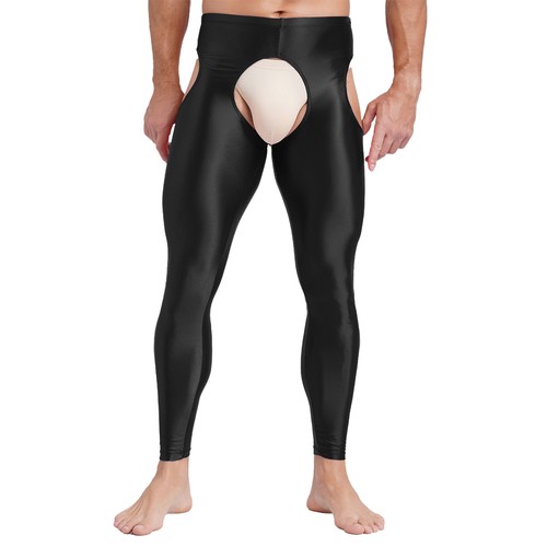 Mens Glossy Open Cutout Pants Workout Skinny DanceWear Elastic Yoga Tights - Picture 7 of 185