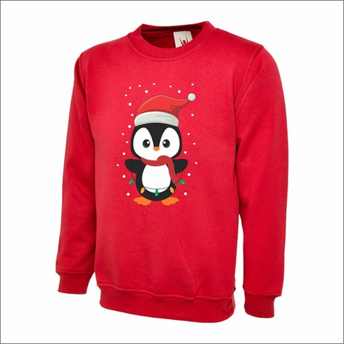 Unisex Kids Penguin Christmas Jumper Xmas Pattern Winter Pullover Sweatshirt Top - Picture 5 of 5