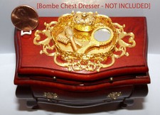Dollhouse Miniatures Vanity Tray Set- Mirror Brush Comb 1:12 Scale Gold OOAK New