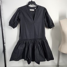 Joie Size Medium Courtrine Dress Black 100% Cotton Puff Fleeve Lightweight