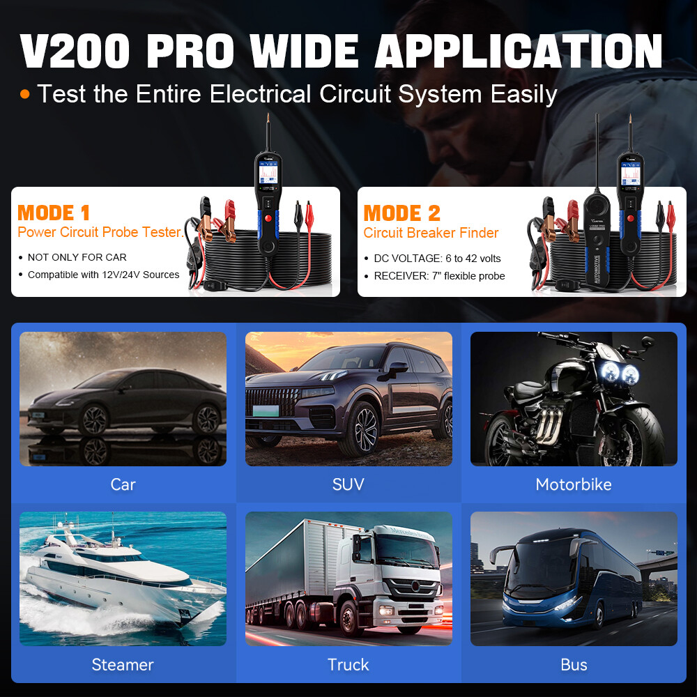 12V 24V Automotive Electrical Tool Circuit Tester Power Probe Breaker Finder