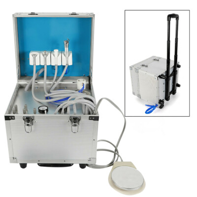 Portbale Dental Delivery Unit Rolling Box Luftkompressor Absaugung 4 Löcher DHL