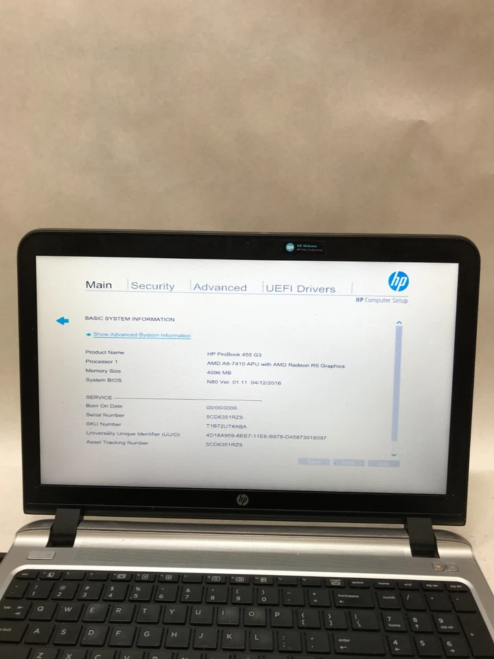 HP ProBook 455 G3 15" AMD A8-7410 4GB RAM NO HDD/OS Missing Bottom Cover!!! - DW - Image 2 of 4