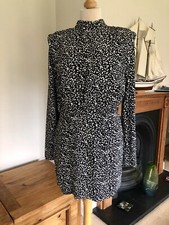 Zara Black & Ecru Shoulder Oadded Animal Printed Mini Dress M UK12 New