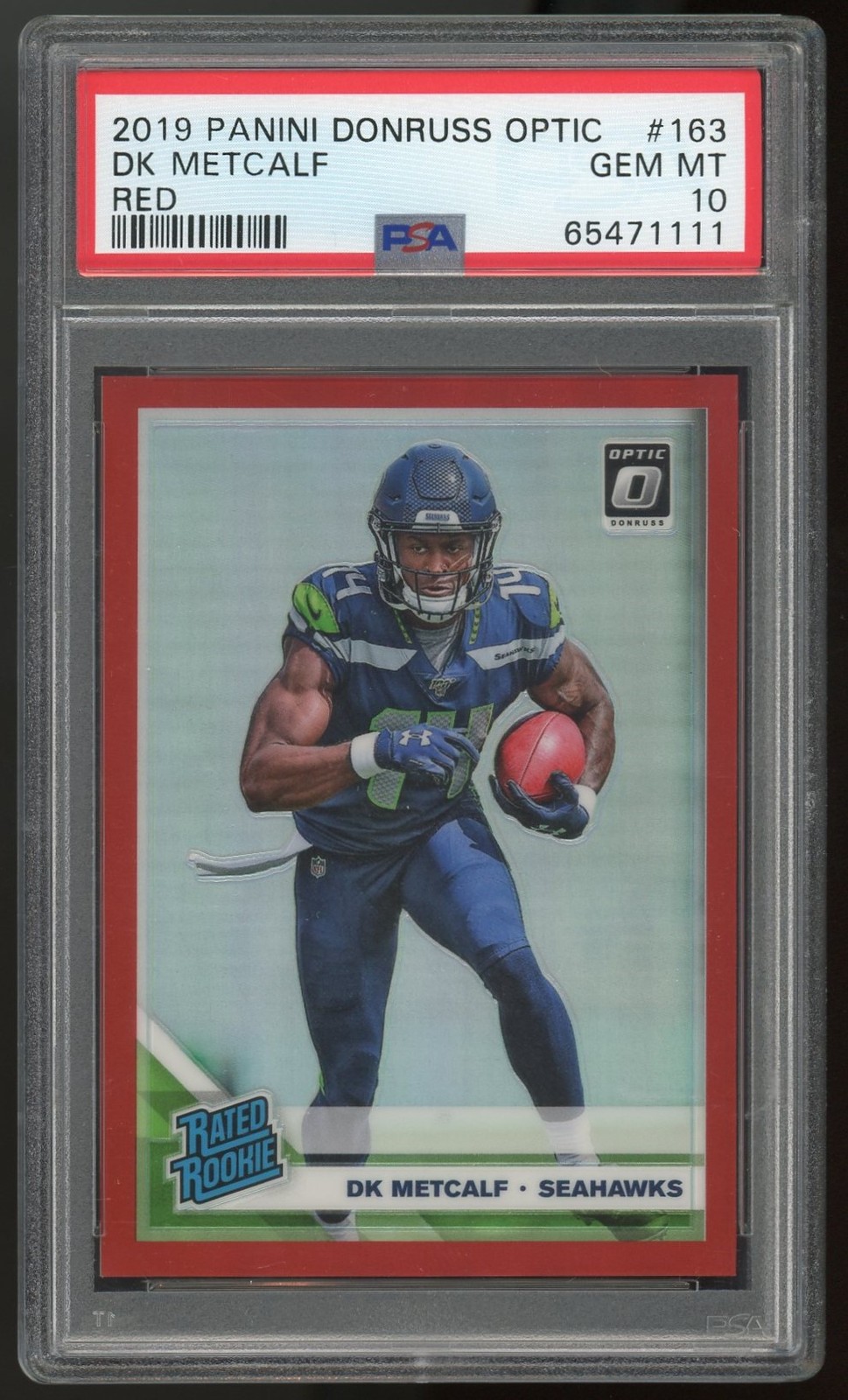 DK Metcalf 2019 Panini Donruss Optic #163 Red #/99 PSA 10 Seahawks RC