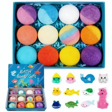Kids Bath Bombs with Surprise Toys Inside 12 Pack Gift Set Colorful Fun