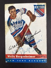 Wally Hergesheimer Signed 1954-55 Topps #22 Hockey Card NY Rangers Autograph JSA