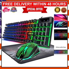 High-Performance Gaming Keyboard  Mouse Set with RGB Backlight - Plug  Play
