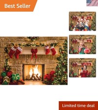 Elegant 7x5ft Christmas Fireplace Backdrop for Stunning Holiday Photography