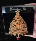 ✨Vintage Signed Eisenberg Ice Christmas Tree Brooch Gold Tone Rhinestone NEW✨