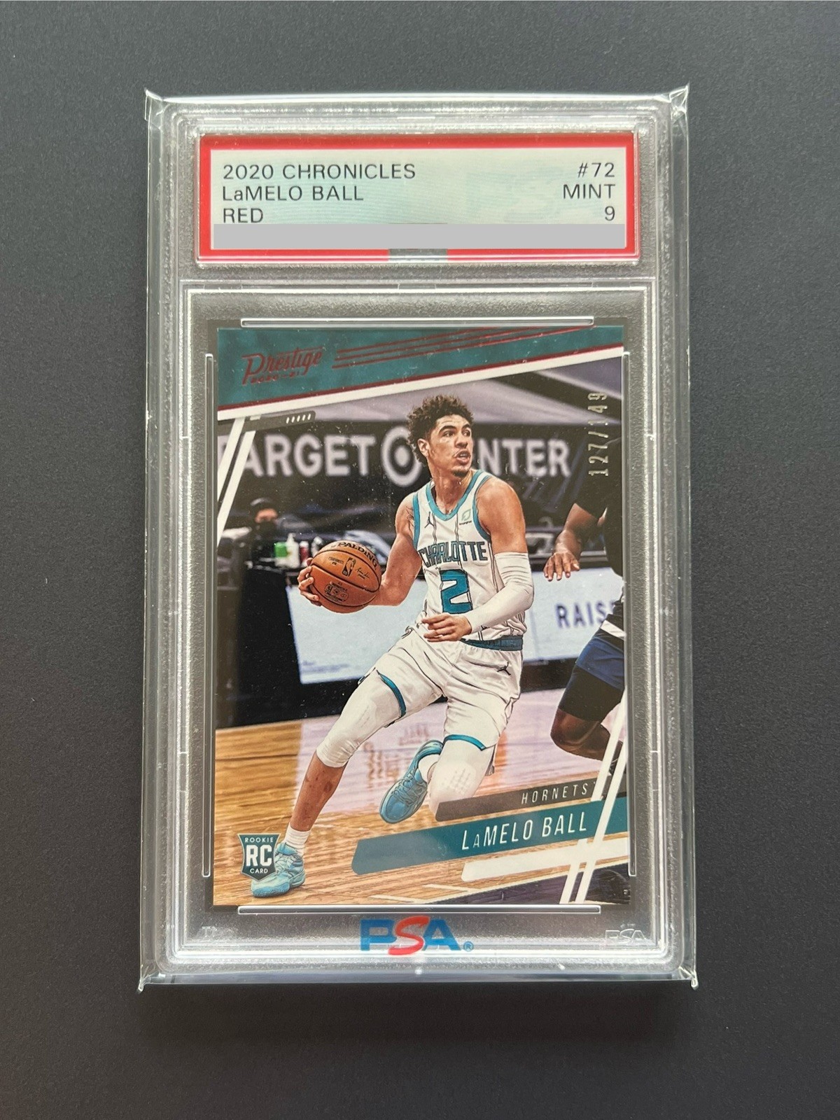 LaMelo Ball RC #72 Red /149 | 2020-21 Panini Chronicles Prestige | PSA 9 | RC
