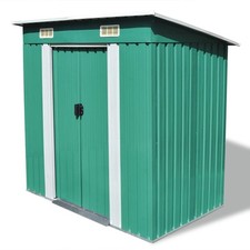 Garden Storage Shed Green Metal Outdoor Tool Locker House with Ventilation