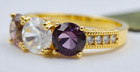 LAB CREATED AMETHYST &  W/SAPPHIRE RING RING 14K YELLOW GOLD PLATED (.925) - NWT — photo 5