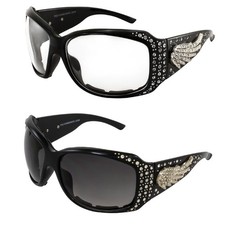 Rodeo Queen Angel Plus Padded Motorcycle Sunglasses Womens 2 Pair Black Frame...