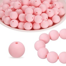 100Pcs Silicone Beads 15mm Silicone Beads Bulk for Pens Loose Round Candy Pink