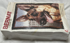 Vtg. Bernat Crafts Latch Hook Rug Kit KT 259  German Shepherd" 24" X 34"
