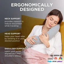 Twist Memory Foam Travel Pillow for Airplanes - Travel Neck Pillow for Sleeping 