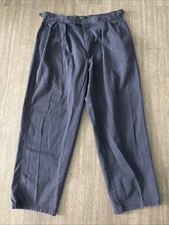 Polo Ralph Lauren Navy Buckle Trousers 80s Made In USA Baggy Fit 36 X 34 VTG