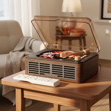 Nostalgic Bluetooth CD Player with Speakers - Walnut Brown Portable Music System