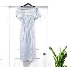 J. Crew Medium Short Sleeve Smocked Dress in Stripe Nautical Coastal Dress NWT