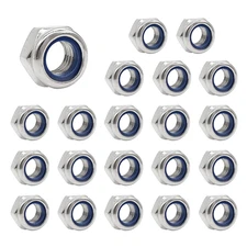 20Pcs M6 Nyloc Steel Nuts, Nylon Locknuts for Fastener, Nylon Inserted Hex Lock