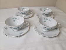 set of 4 Cup & Saucer Mitterteich Bavaria "GREEN MING" Germany