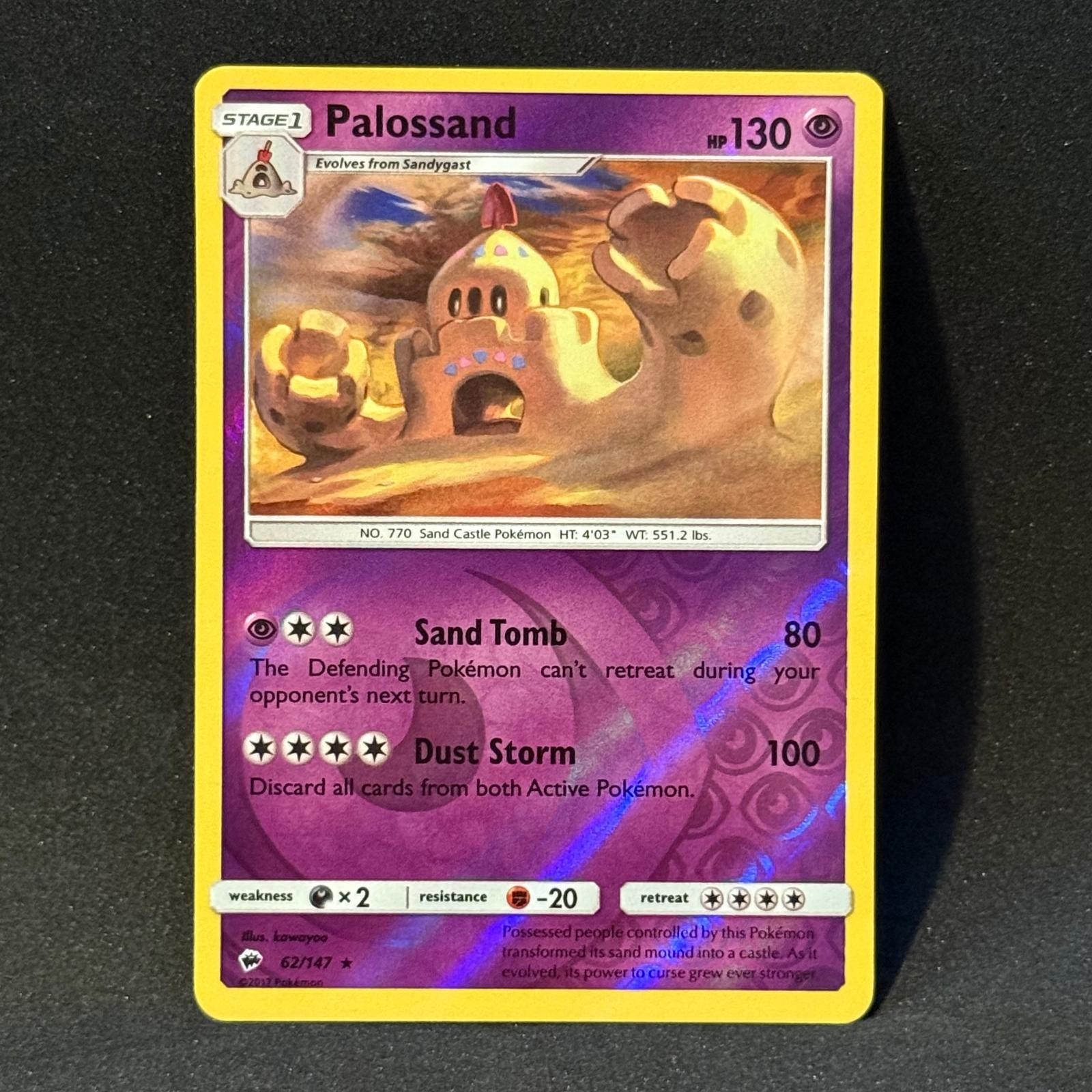Palossand 62/147 Rare Burning Shadows Pokemon Reverse Holo Near Mint