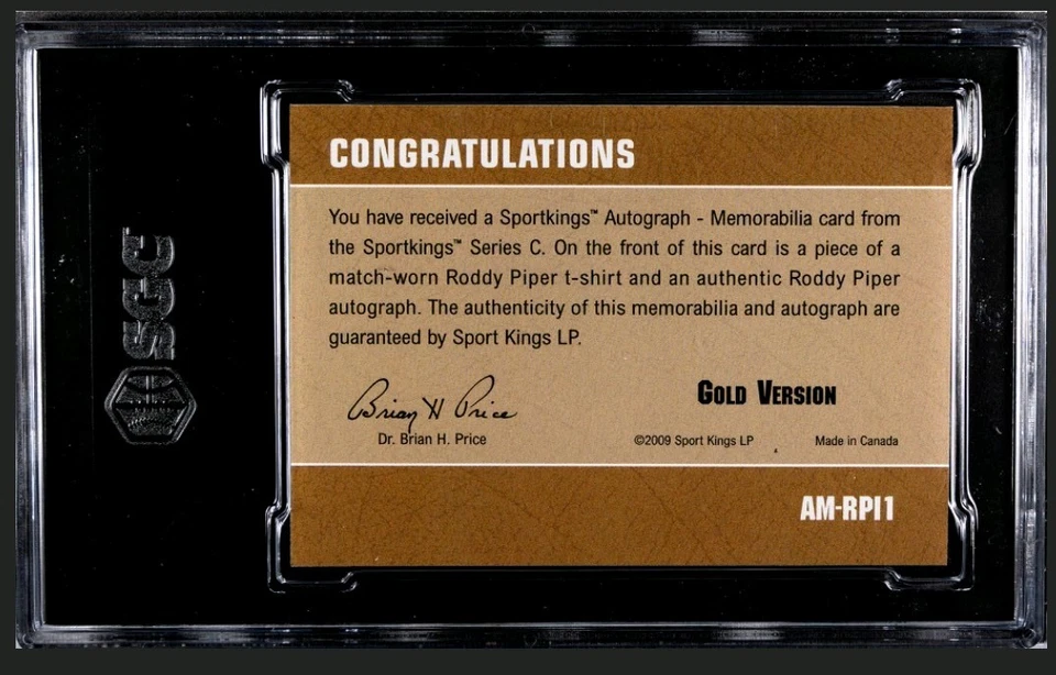 Memorabilia de Sportkings 2009 autógrafo Rowdy Roddy Piper dorado automático SGC 9,5/10 Foto 2 de 2