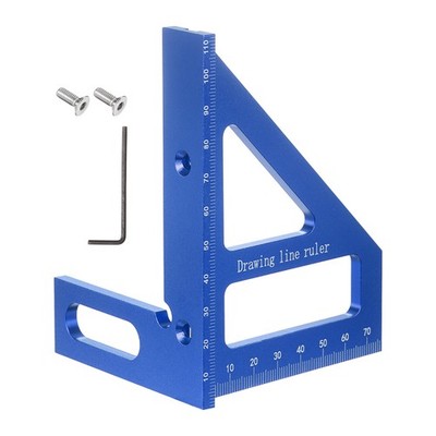 Metric 3D Measuring Ruler Kit Woodworking Square Protractor with Screw Blue,