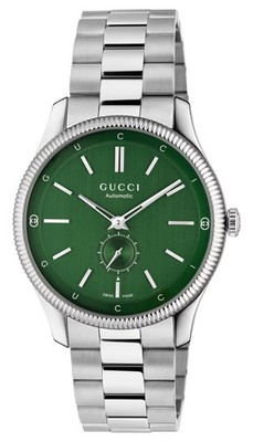 Gucci G-Timeless Automatic Stainless Steel Green Dial Mens Watch YA126397