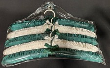 Vintage Satin Padded Coat Hangers Bow Ties Ivory Green Lot of 5 New Sealed