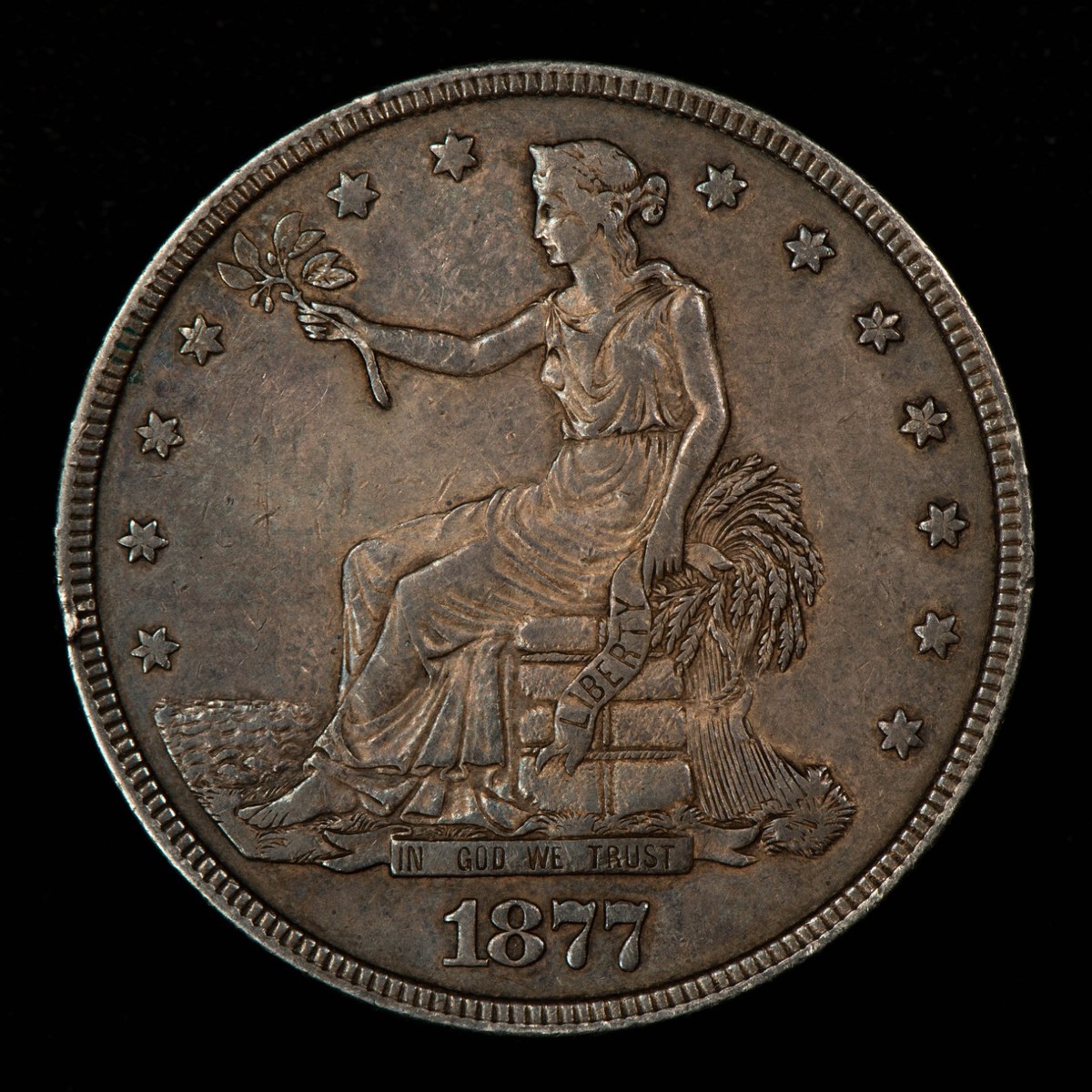1877 $1 US Silver Trade Dollar - Deep Patina - XF - SKU-B4986 | eBay