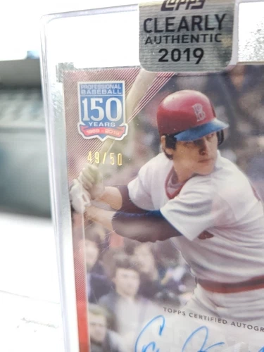 2019 Topps Clearly Carlton Fisk Red Autographed Card #49/50