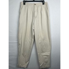 Dockers Khakis Pleated Pants Beige Tan Size 16 Elastic Waist Casual Trousers